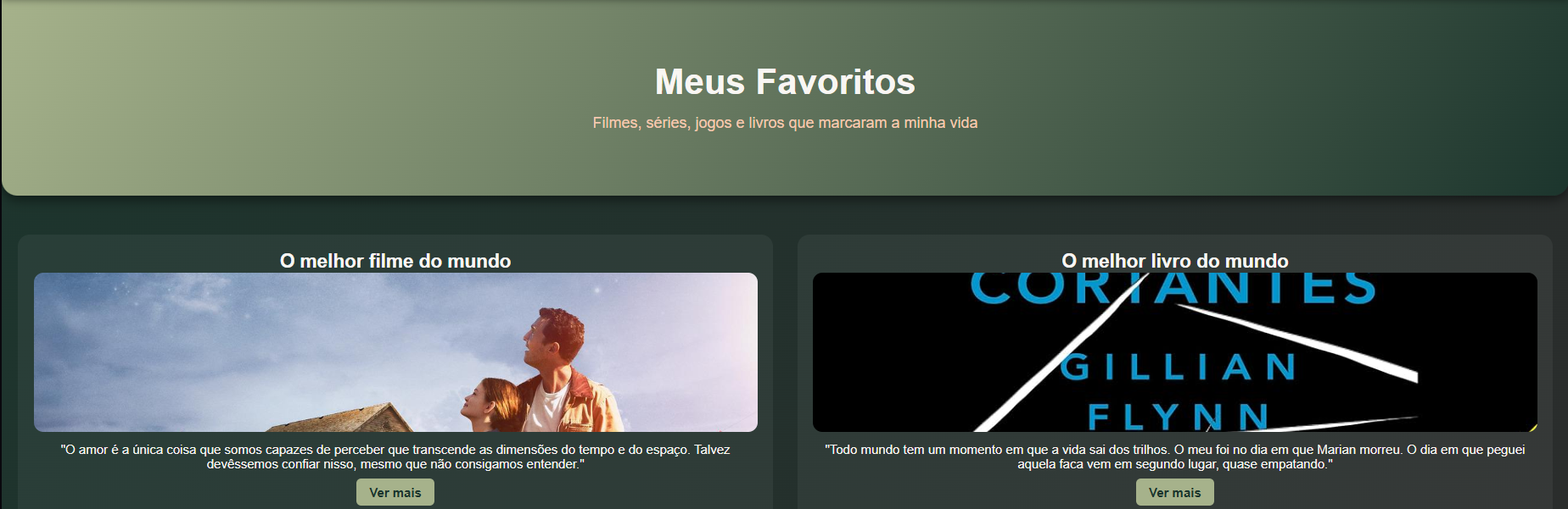 Landing page - Favoritos